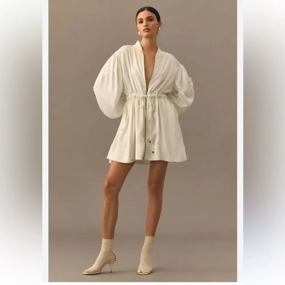 Anthropologie Love The Label Utility Mini Dress in Ivory size Small
